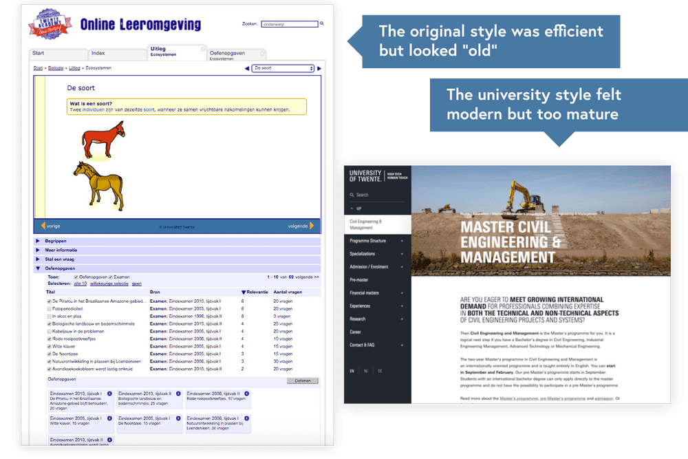 Comparing the original and UT style